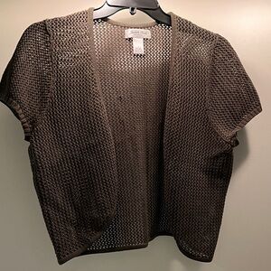 Forest Green Open-Knit Women's Shrug